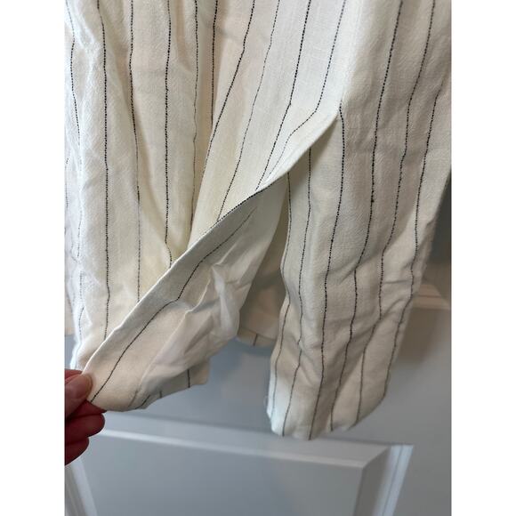 Anthropologie Bishop + Young Riviera Pinstripe Blazer Ivory Linen Blend L NWT - Picture 8 of 12